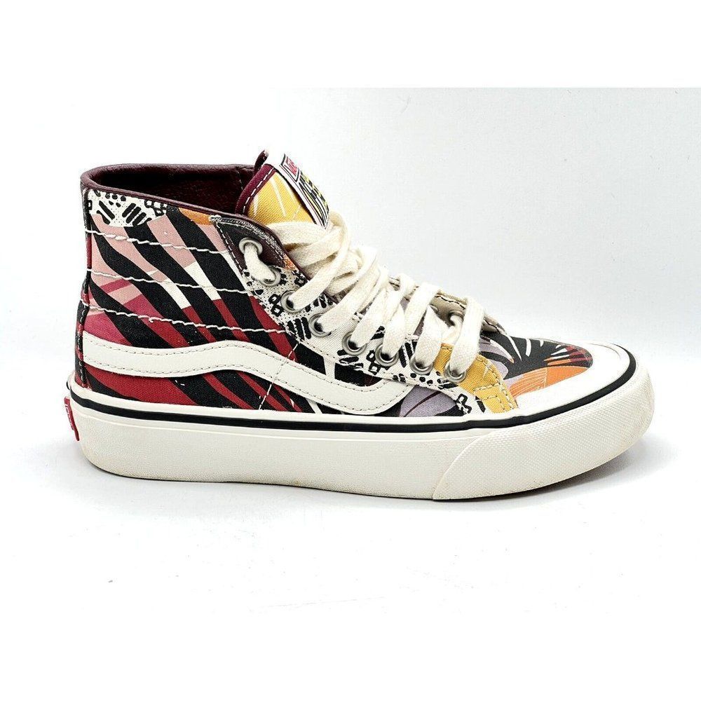 Vans Off The Wall Sk8 Hi Unisex Red Yellow Striped Shoes Sneakers Size 6 500714 - Picture 2 of 13